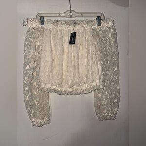 Express Cream Crop Blouse